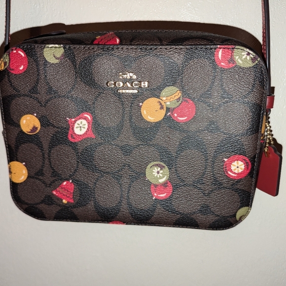 Coach Ornament Print Mini Camera Bag Signature Canvas Brown Multi EUC - Picture 3 of 14